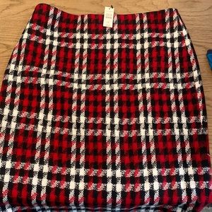 Talbots wool houndstooth skirt (black, red, white/cream)